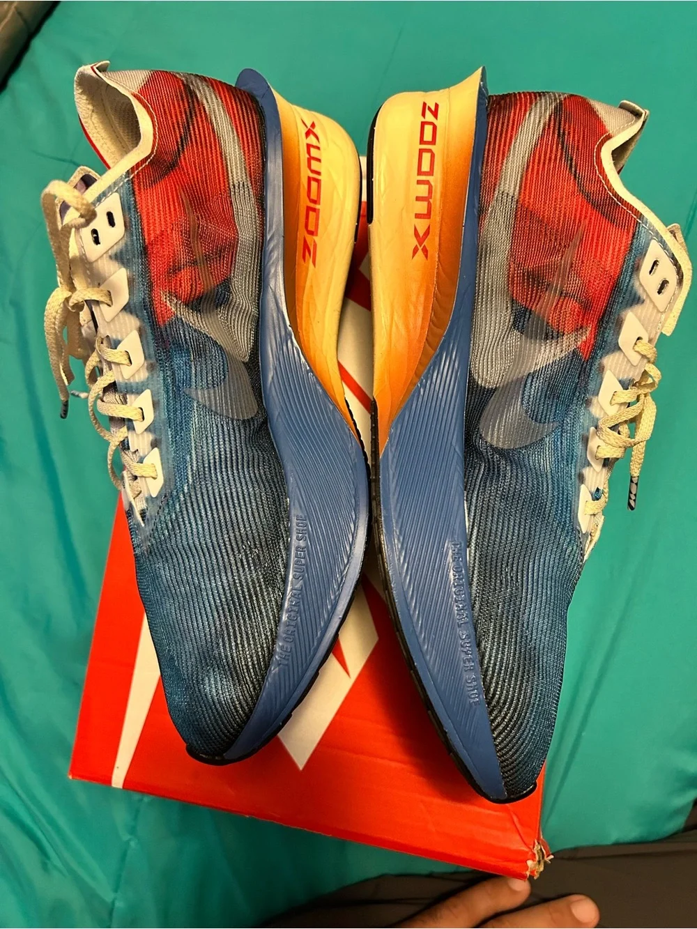 🔵🔴 #Exclusive #Nike #International #ZoomX #VaporFly #Size 10 1/2 #NoBox #LikeNew